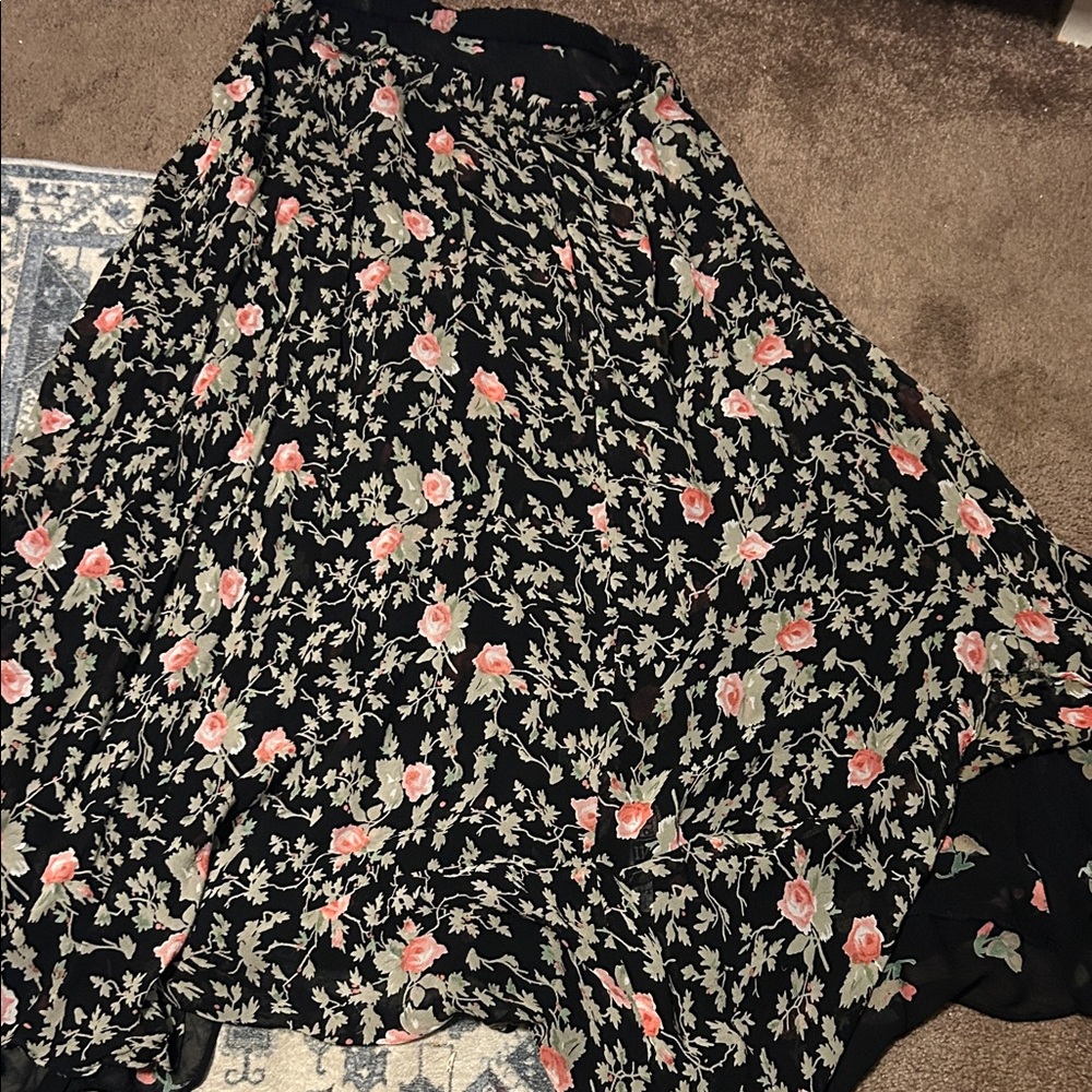Floral Black and Pink Women's Skirt